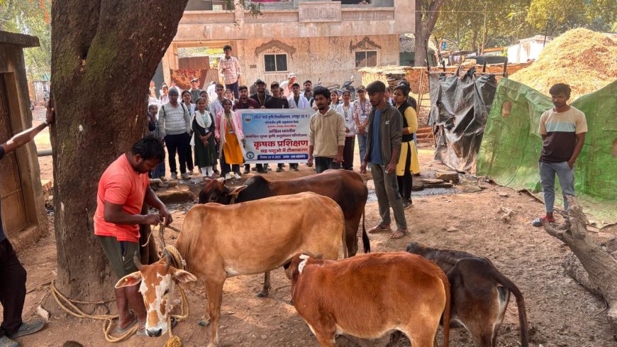 रावे ग्राम बड़े मारेंगा और तेली मारेंगा में कृषक प्रशिक्षण एवं पशु टीकाकरण शिविर का किया गया आयोजन